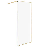 Shower Screen Gold Tempered Glass Stainless Steel Frame Wet Room Bathroom Doorless Enclosure 80 x 190 cm Beliani