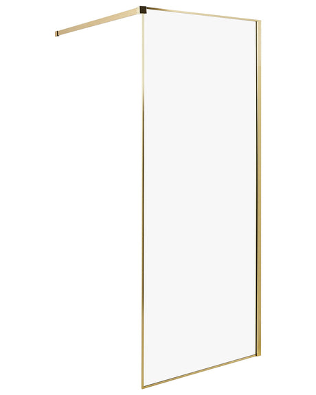 Shower Screen Gold Tempered Glass Stainless Steel Frame Wet Room Bathroom Doorless Enclosure 80 x 190 cm Beliani