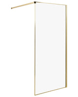 Shower Screen Gold Tempered Glass Stainless Steel Frame Wet Room Bathroom Doorless Enclosure 90 x 190 cm Beliani