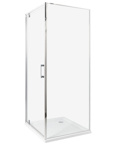 Shower Enclosure Silver Tempered Glass Aluminium Frame Single Door Square 70 x 70 x 185 cm Modern Design Beliani