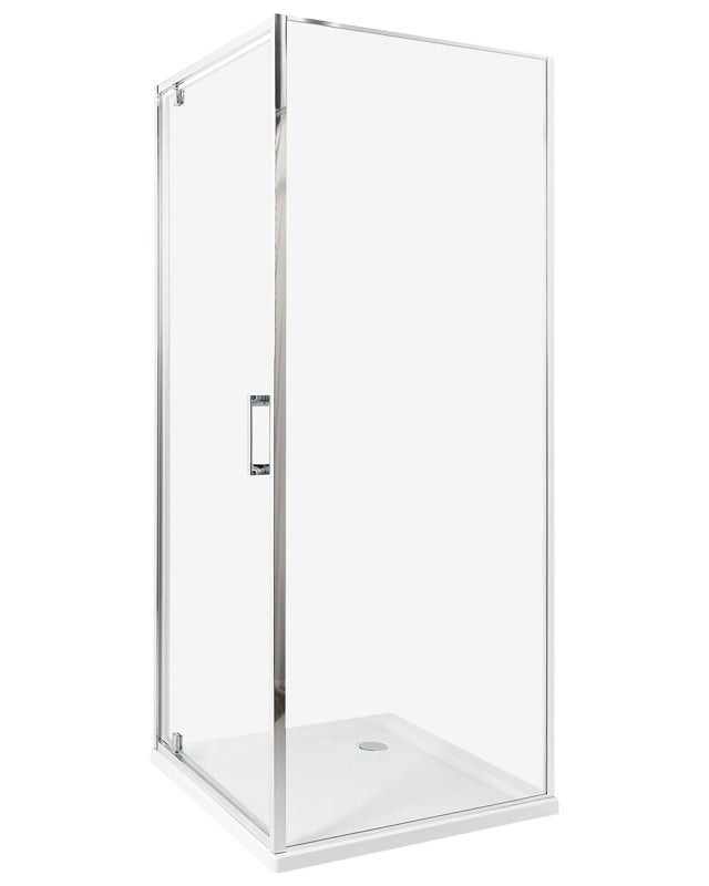 Shower Enclosure Silver Tempered Glass Aluminium Frame Single Door Square 70 x 70 x 185 cm Modern Design Beliani