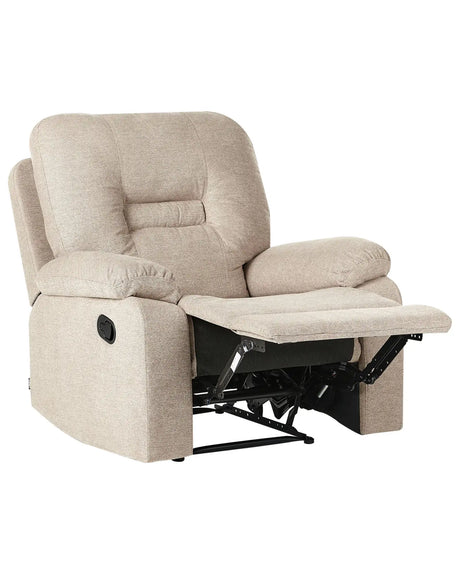 Recliner Chair Beige Push-Back Manually Adjustable Back and Footrest Living Room Furniture Beliani