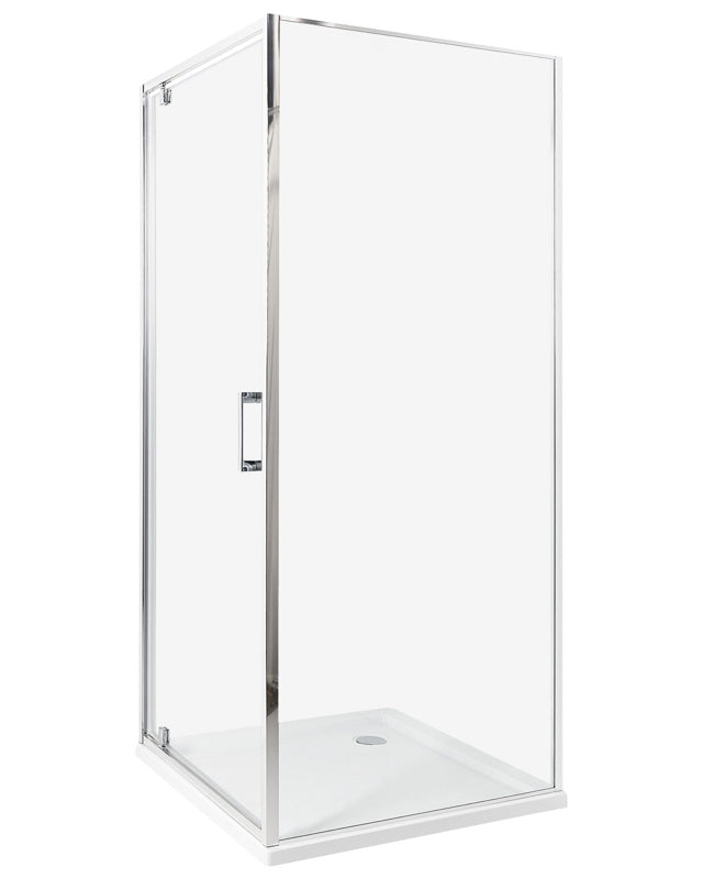 Shower Enclosure Silver Tempered Glass Aluminium Frame Single Door Square 80 x 80 x 185 cm Modern Design Beliani