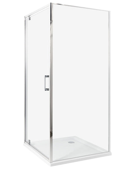 Shower Enclosure Silver Tempered Glass Aluminium Frame Single Door Square 90 x 90 x 185 cm Modern Design Beliani