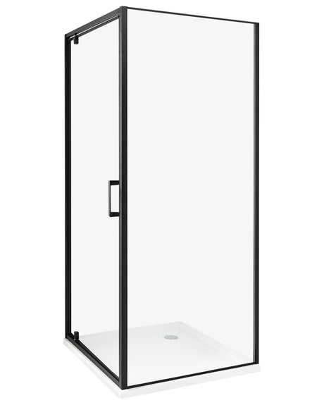 Shower Enclosure Black Tempered Glass Aluminium Frame Single Door Square 80 x 80 x 185 cm Modern Design Beliani