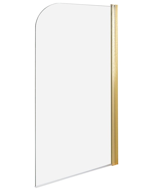 Shower Bath Screen Gold Transparent Tempered Glass with Aluminium 140 x 80 cm Adjustable Minimalist Beliani