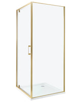 Shower Enclosure Gold Tempered Glass Aluminium Frame Single Door Square 80 x 80 x 185 cm Modern Design Beliani