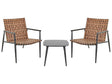 2 Seater Bistro Set Brown PE Rattan Black Steel Frame and Legs 2 Chairs Coffee Table Patio Furniture Beliani