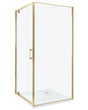 Shower Enclosure Gold Tempered Glass Aluminium Frame Single Door Square 90 x 90 x 185 cm Modern Design Beliani