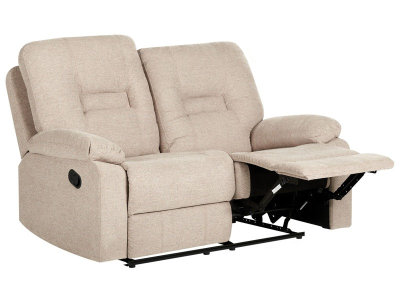 Recliner Sofa Begie 2 Seater Manually Adjustable Back and Footrest Living Room Furniture Beliani