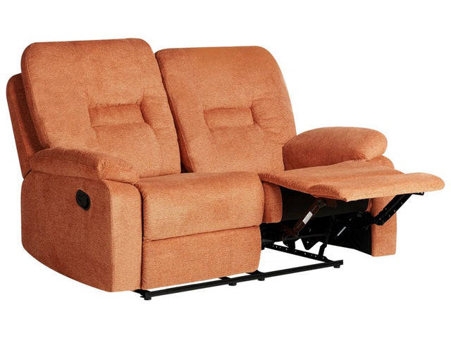 Recliner Sofa Orange 2 Seater Manually Adjustable Back and Footrest Living Room Furniture Beliani