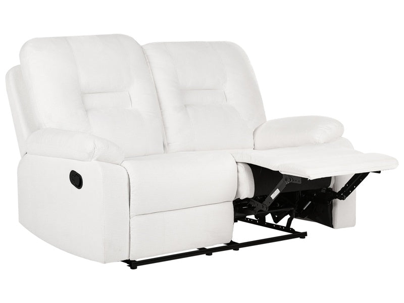 Recliner Sofa White 2 Seater Manually Adjustable Back and Footrest Living Room Furniture Beliani