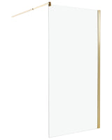 Shower Screen Gold Tempered Glass Wet Room Bathroom Doorless Enclosure 100 x 190 Beliani