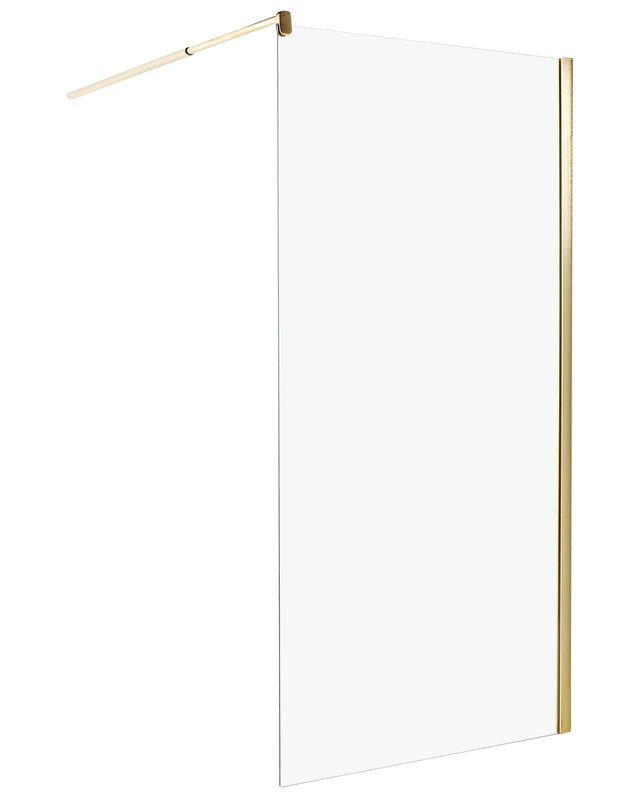 Shower Screen Gold Tempered Glass Wet Room Bathroom Doorless Enclosure 100 x 190 Beliani