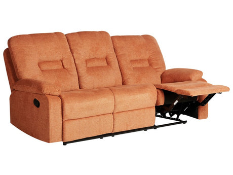 Recliner Sofa Orange 3 Seater Manually Adjustable Back and Footrest Beliani