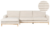 Right Hand Corner Sofa Light Beige Jumbo Cord Upholstery Wooden Legs Stylish Beliani