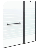 Shower Bath Screen with Doors Black Transparent and Frosted Tempered Glass with Aluminium and Stainless Still 140 x 120 cm Adjustable Minimalist Beliani