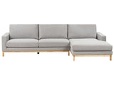 Left Hand Corner Sofa Grey Polyester Upholstery Wooden Legs Stylish Beliani