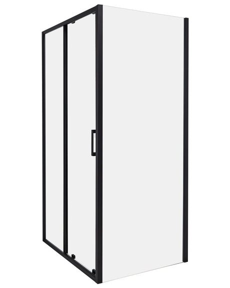 Shower Enclosure Black Tempered Glass Aluminium Frame Single Door 80 x 100 x 185 cm Modern Design Beliani