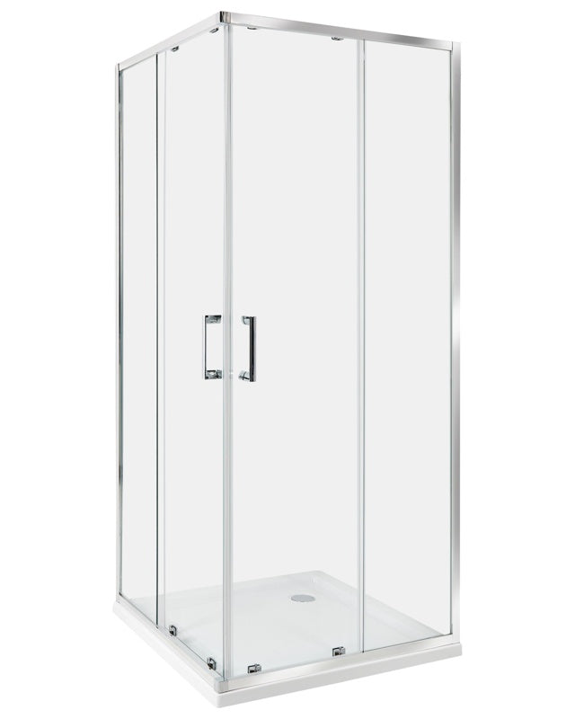 Shower Enclosure Silver Tempered Glass Aluminium Frame Double Door 80 x 80 x 185cm Modern Design Beliani