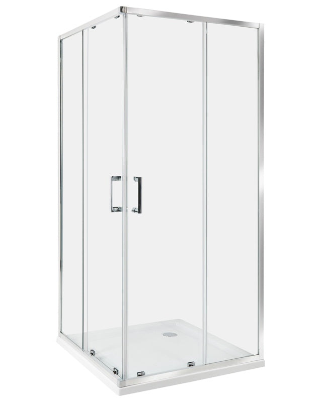 Shower Enclosure Silver Tempered Glass Aluminium Frame Double Door 90 x 90 x 185cm Modern Design Beliani