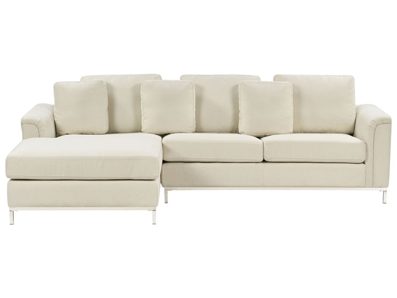 Corner Sofa Beige Fabric Upholstered L-shaped Right Hand Orientation Beliani