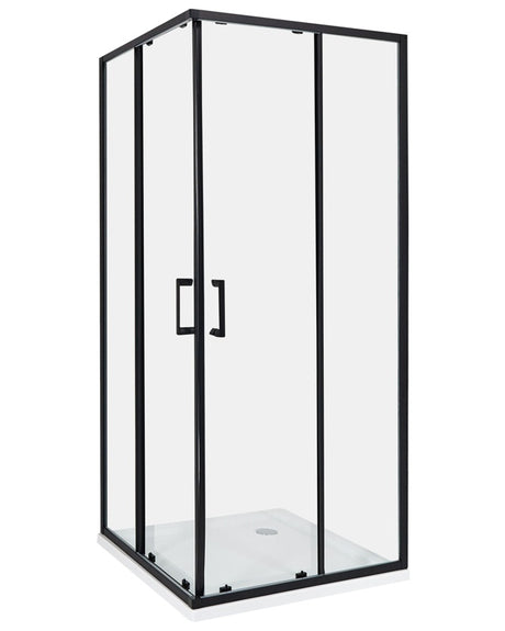 Shower Enclosure Black Tempered Glass Aluminium Frame Double Door 80 x 80 x 185cm Modern Design Beliani