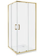 Shower Enclosure Gold Tempered Glass Aluminium Frame Double Door 90 x 90 x 185cm Modern Design Beliani