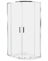 Shower Enclosure Silver Tempered Glass Aluminium Frame Double Door Half Round 90 x 90 x 185cm Modern Design Beliani