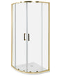 Shower Enclosure Gold Tempered Glass Aluminium Frame Double Door Half Round 80 x 80 x 185cm Modern Design Beliani