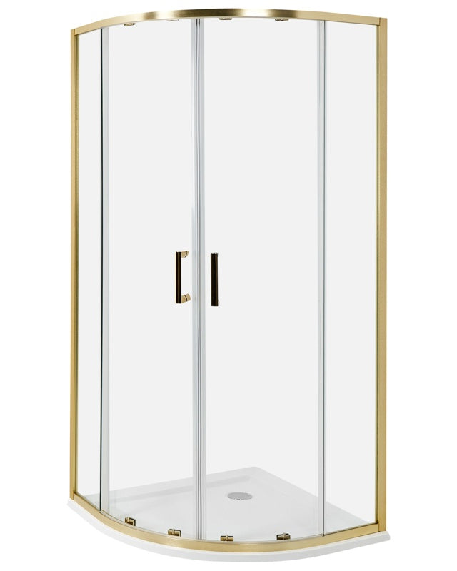 Shower Enclosure Gold Tempered Glass Aluminium Frame Double Door Half Round 90 x 90 x 185cm Modern Design Beliani