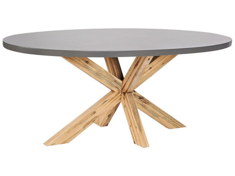 Garden Table Grey Light Wood Concrete Acacia Wood 190 x 100 cm Garden Furniture Industrial Style Beliani