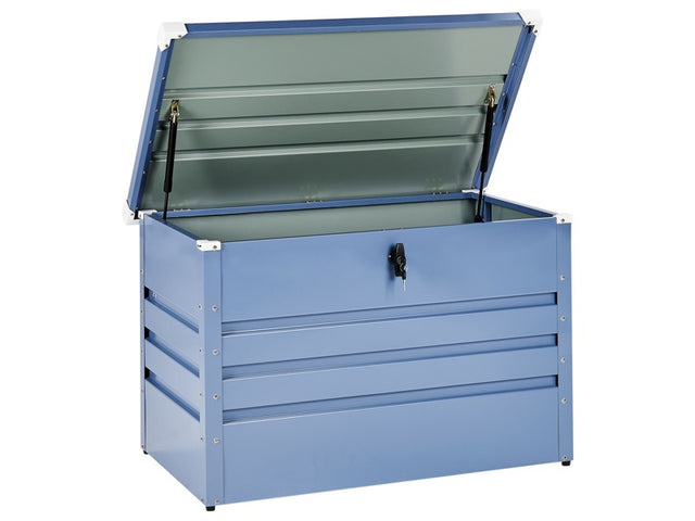 Outdoor Storage Box Blue Galvanized Steel 300 L Industrial Garden Beliani