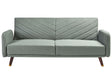 Sofa Bed Light Green Faux Linen Fabric Modern Living Room 3 Seater Wooden Legs Track Arm Beliani