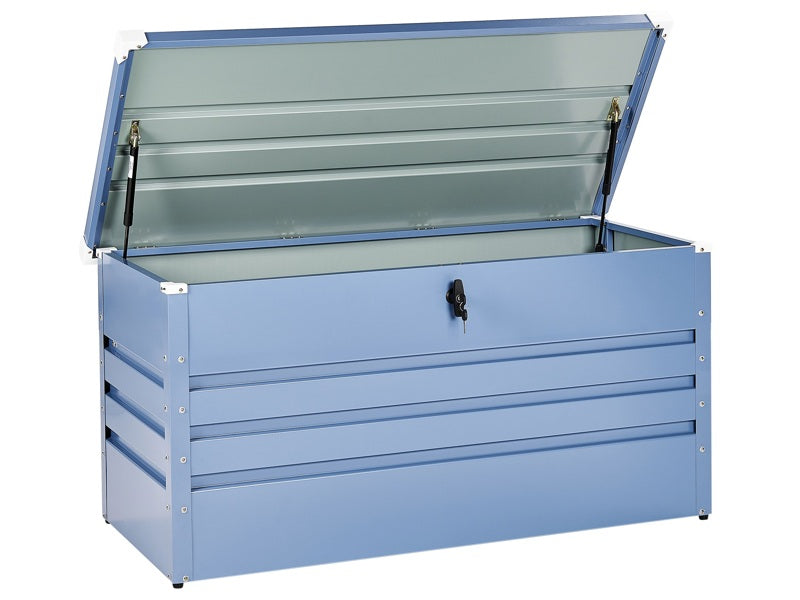 Outdoor Storage Box Blue Galvanized Steel 400 L Industrial Garden Beliani