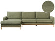 Right Hand Corner Sofa Green Jumbo Cord Upholstery Wooden Legs Stylish Beliani