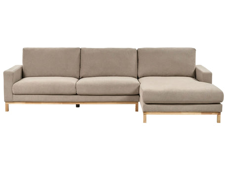 Left Hand Corner Sofa Taupe Polyester Upholstery Wooden Legs Stylish Beliani