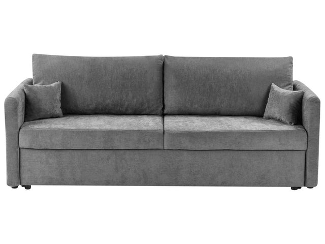 Sofa Bed Light Grey Polyester Fabric Convertible Sleeper with Storage Additional Cushions Removable Covers Modern Minimalist Style Living Room Bedroom Beliani