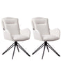 Set of 2 Dining Swivel Chairs Light Beige Fabric with Arms Quilted Backrest Black Metal Legs Retro Transitional Beliani