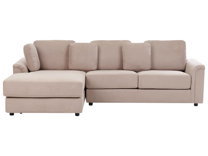 Corner Sofa Taupe Fabric Upholstered L-shaped Right Hand Orientation Beliani