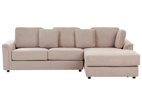 Corner Sofa Taupe Fabric Upholstered L-shaped Left Hand Orientation Beliani