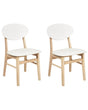 Set of 2 Dining Chairs Light Rubberwood Frame Cream Faux Leather Seat Armless Scandinavian Design Beliani