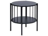 Side Table Black MDF  40 cm Round with Shelf Retro Style Beliani