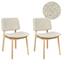 Set of 2 Dining Chairs Light Rubberwood Frame Off-White Boucle Seat Armless Retro Design Beliani