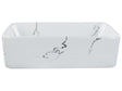 Countertop Wash Basin White Ceramic Marble Effect 490 x 380 mm Rectangular Bathroom Sink Glam Style Beliani