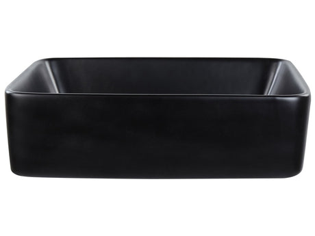 Countertop Wash Basin Black Matt Ceramic 490 x 380  mm Rectangle Bathroom Sink Beliani