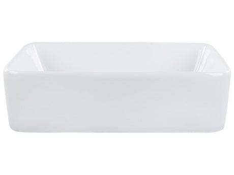 Countertop Wash Basin White Glossy Ceramic 490 x 380  mm Rectangle Bathroom Sink Beliani