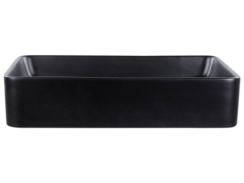 Countertop Wash Basin Black Matt Finish Ceramic 510 x 340 mm Rectangular Bathroom Sink Beliani