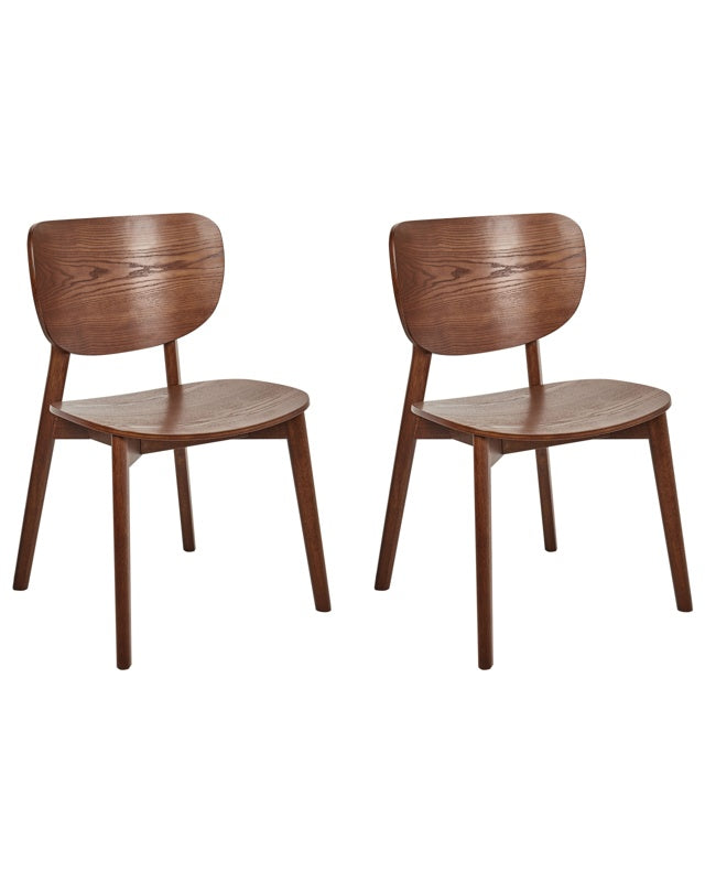 Set of 2 Dining Chairs Dark Rubberwood Frame Armless Minimalist Design Beliani