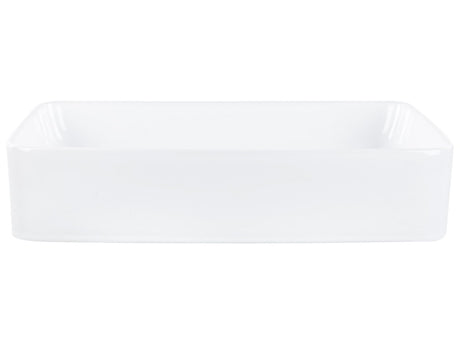 Countertop Wash Basin White Glossy Finish Ceramic 510 x 340 mm Rectangular Bathroom Sink Beliani